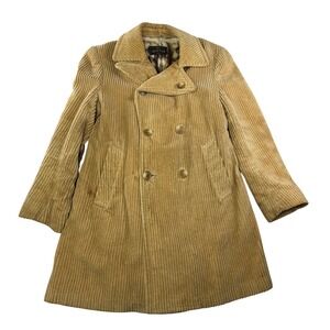 ZERO KING VTG Corduroy‎ Faux Fur Lined Car Coat Tan Heritage Workwear Mens M/L